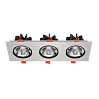 LED Grille lamp with triple heads and brushed aluminium housing